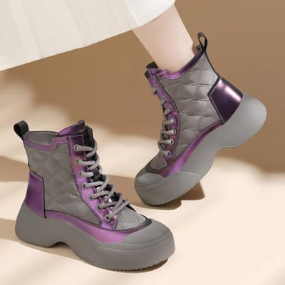 Veelzijdige Martin Boots met Dikke Zool voor Dames Herfst Nieuw Veelzijdige Sponge Cake Casual Enkele Boots Antislip Temperament Boots 38 gray