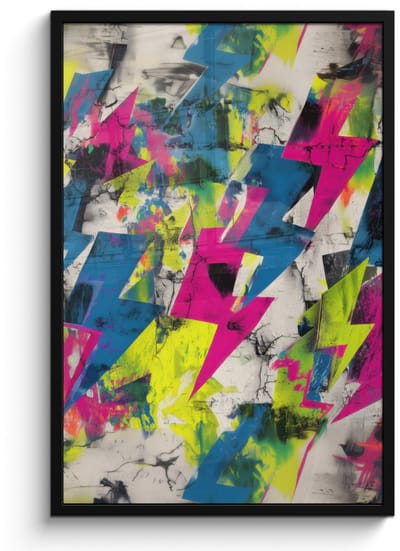 Poster in lijst - Fotolijst 60x90 cm - Posters - Bliksemschichten - Patroon - Marmer - Kleuren - Posterlijst zwart - Decoratie - Wanddecoratie woonkamer - Muurdecoratie slaapkamer
