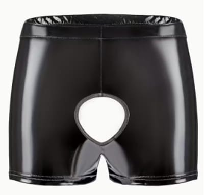 BamBella ® - Boxer short Maat S/M Datex Zwart (Latex en stof SM kleding BDSM met rits erotische heren kleding ondergoed lingerie onderbroek zwart
