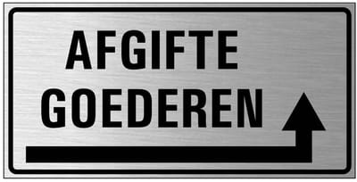 Afgifte goederen rechts bord, geborsteld aluminium 200 x 100 mm