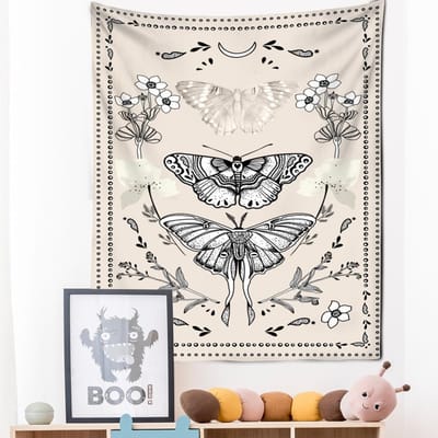 Psychedelisch Vlinder Wandkleed Muurhanger Tarot Hekserij Tapijt Hippie Bohemien Stijl Mysterieuze Esthetiek Kamer Huis Decor 95x70cm