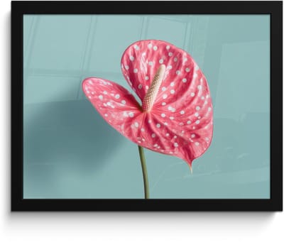 Poster in lijst - Fotolijst 40x30 cm - Posters - Blad - Anthurium - Stippen - Roze - Posterlijst zwart - Decoratie - Wanddecoratie woonkamer - Muurdecoratie slaapkamer
