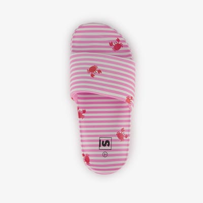 Roze meisjes badslippers met witte strepen - Maat 30