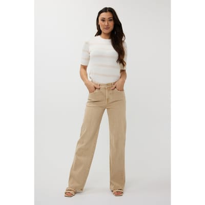 EsQualo Top Slv/lss Stripes Off White / Sand Größe: S | Blusen Outlet | Damen | Weiß