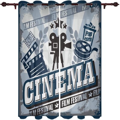 Popcorn Filmbril Raamgordijnen Huisdecoratie Slaapkamergordijnen Keukendeurgordijnen Gordijnen voor Woonkamer 135W x 60H(cm)