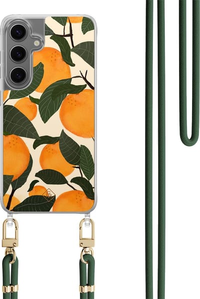 Casimoda® hoesje met koord - Geschikt voor Samsung S24 - Orange Garden - Afneembaar koord - TPU/polycarbonaat - Multi