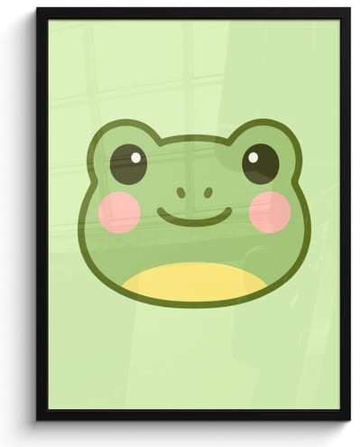 Poster in lijst - Fotolijst 60x80 cm - Posters - Kikker - Groen - Vriendelijkheid - Posterlijst zwart - Decoratie - Wanddecoratie woonkamer - Muurdecoratie slaapkamer