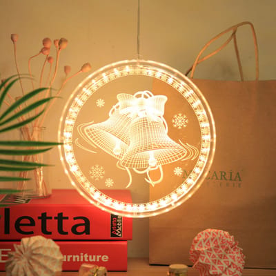 Rosnek LED Kerstverlichting Ø 16 cm Warm wit - Op Batterijen - Kerst Raamverlichting - Kerst decoratie voor ramen - Bellen