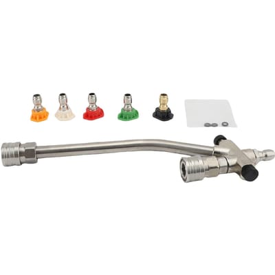 Accessoire Double Connecteur pour Canon à Mousse 1/4 pouce Connexion Rapide Double Embout avec 5 Buse de Pulvérisation pour Lavage de Voiture white