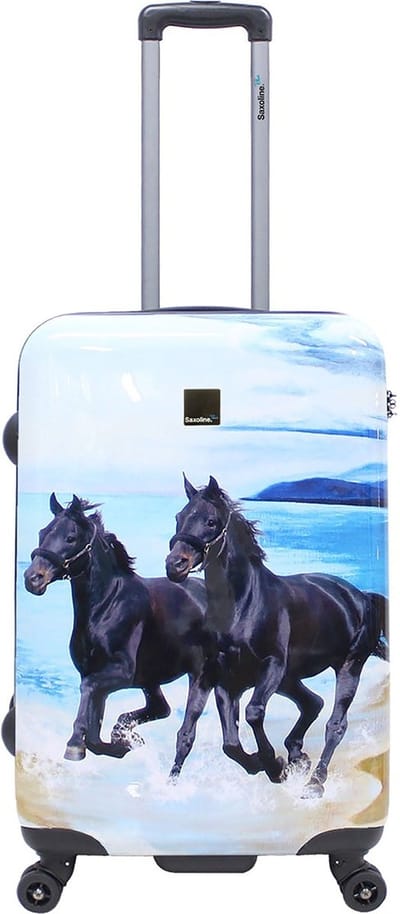 Saxoline Harde Koffer / Trolley / Reiskoffer - 67 cm (Medium) - Black Horse Print - Bedrukt / Medium