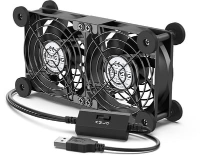 Thijox - USB Ventilator 2-in-1, 80 mm, Stil met 3 Snelheden, Zwart, Perfect voor PC, Camping, Thuis, Kantoor, Koelventilator met Schokabsorberende Voe