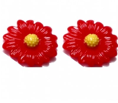 Clip oorbellen- rood- bloem- Gaby- geen gaatje- Charme Bijoux
