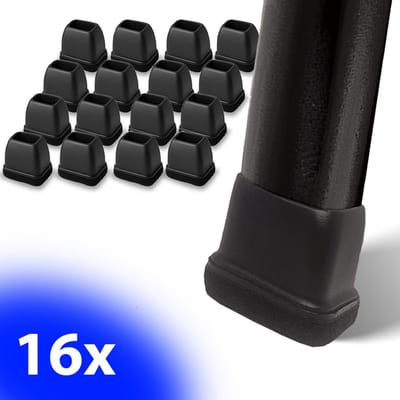 FSW-Products - 16x Premium Stoelpootdoppen Flexibel 40x30 mm - Antikras Vilt - Stoelpoot beschermers - Viltjes - Meubelvilt - Vloerbescherming - Zwart - Rechthoek