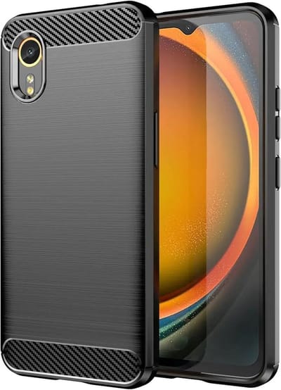 Geborsteld TPU Hoesje Geschikt voor Samsung Galaxy Xcover 7 | Beschermhoes | Back Cover | Flexibel TPU | Stijlvol Carbon | Zwart
