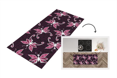 Keukenloper - Loper keuken - Vlinders - Patronen - Roze - 120x50 cm - Keukenloper vinyl