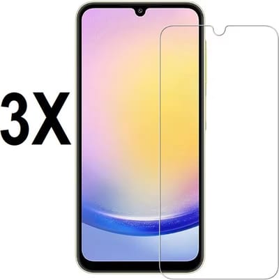 Screenz® - Screenprotector geschikt voor Samsung Galaxy A25 - Tempered glass Screen protector geschikt voor A25 - Beschermglas - Glasplaatje - Met opening voor camera - 3 stuks
