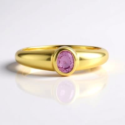 Cavill - Damesring 18K Goud Verguld - 925 Sterling Zilver - 0,31 ct Roze Ceylon Saffier - Ovaal Briljant Geslepen Edelsteen - Elegante Glanzende Ring