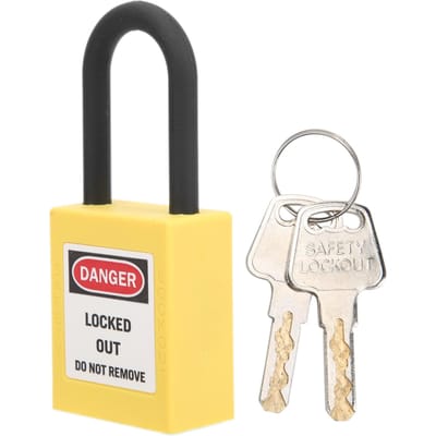 Cadenas de consignation 38 mm Nylon Ingénierie Industrielle Isolation Sécurité Dispositif Anti-poussière pour Chantier de ConstructionJaune jaune