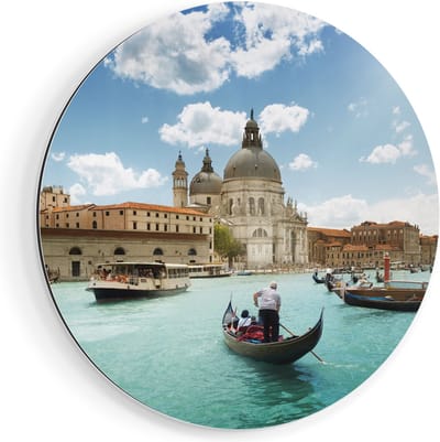 Artaza Dibond Muurcirkel Basiliek San Marco in Venetië op het Water - Ø 60 cm - Wandcirkel - Rond Schilderij - Voor Binnen en Buiten