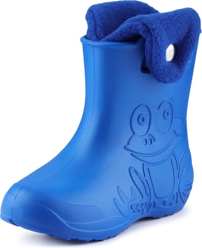 Ladeheid LA-CA-FrogButton Kinder Regenlaarzen - Rubber - met Binnenschoen – EVA - Wasbare Binnenschoen – Blauw/Navy Blauw -30/31