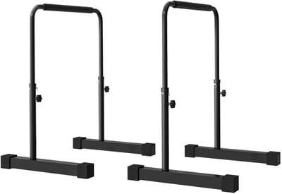 Pugsdrly SPORTNOW Dip-station, in hoogte verstelbaar 80-105 cm, licht, antislip, tot 120 kg, staal, zwart