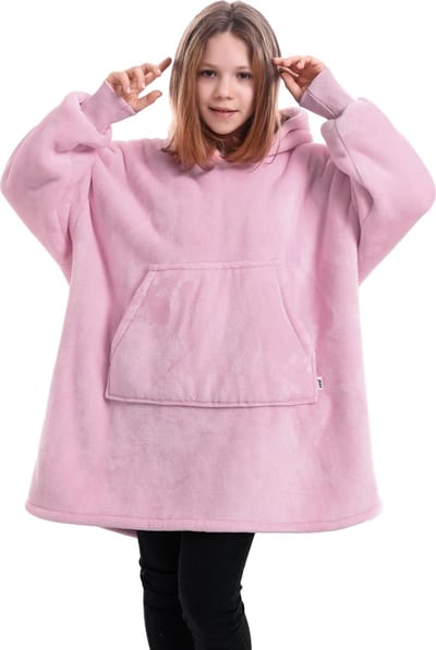 JAXY - Hoodie Deken Kinderen - Fleece Deken Met Mouwen - Snuggle Hoodie - Hoodie Kids - 1150 gram - Lotus