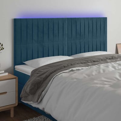 vidaXL - Hoofdbord - LED - 160x5x118/128 - cm - fluweel - donkerblauw