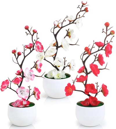 Unyqoos® Kleurrijke Set van 3 Realistische Bloemendecoraties voor Binnengebruik met Onderhoudsvrije Potten