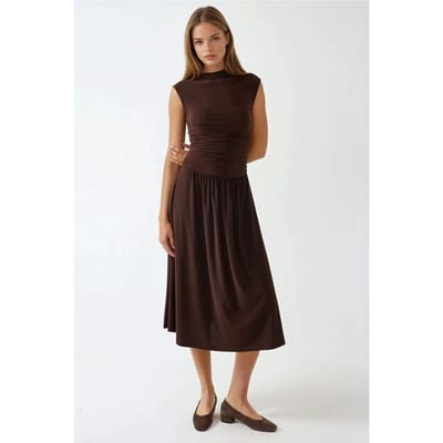 Comfort Fit Midi-jurk met ronde hals