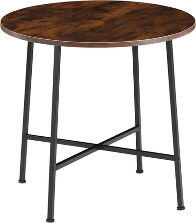 Eettafel - Eettafel rond - Gezellig tafelen - Industrieel design - 80 x 76 cm - Donkerbruin