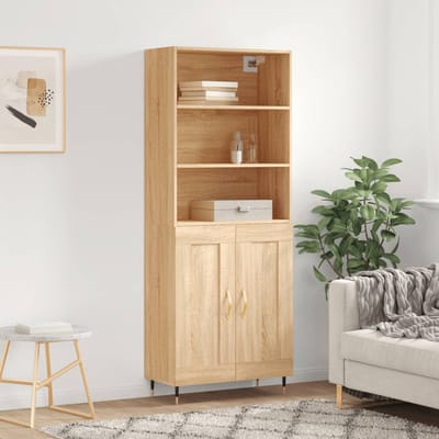 vidaXL - Hoge - kast - 69,5x34x180 - cm - bewerkt - hout - sonoma - eikenkleurig