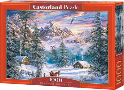 Puzzel van 1000 Stukjes - Kleurrijk Berglandschap Kerstthema