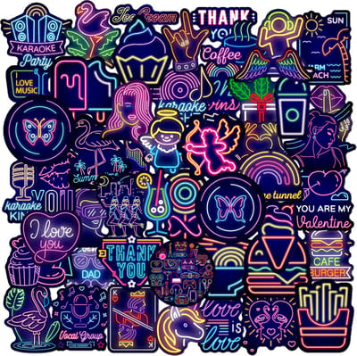 Rainbecom - Skate Stickers 50 Stuks - Neon Bord- VSCO Esthetische Stickers - Waterdicht - Anti-Zon-  Versier je Spullen