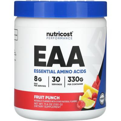 Nutricost, Atletische Prestaties, EAAs, Essentiële Aminozuren, Fruit Punch Smaak, 11.6 oz (330 g)