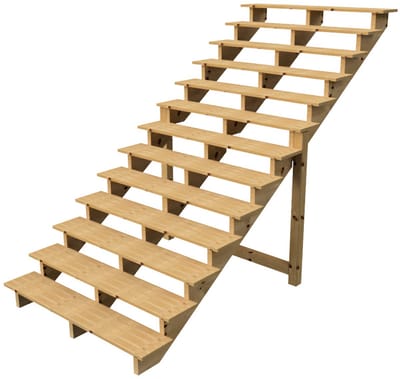 BERLIN Houten Buitentrap - 13 Open Treden 224 cm Hoog - 160 cm Breed