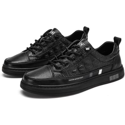 Schoenen Heren Instappers Lichtgewicht Leren Schoenen Heren Mode Witte Sneakers Zacht Comfortabel Bootschoenen Heren Sportschoenen Plateau 44 zwart