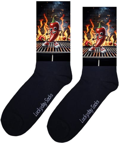 Luckyday Socks - Grappige sokken -Unisex sokken - Peper- BBQ - cadeau sokken - Maat 37-44