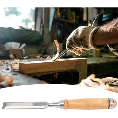 Ciseau plat Accessoire de menuiserie Manche en bois Portable Fournitures industrielles Cr V 18 mm gray