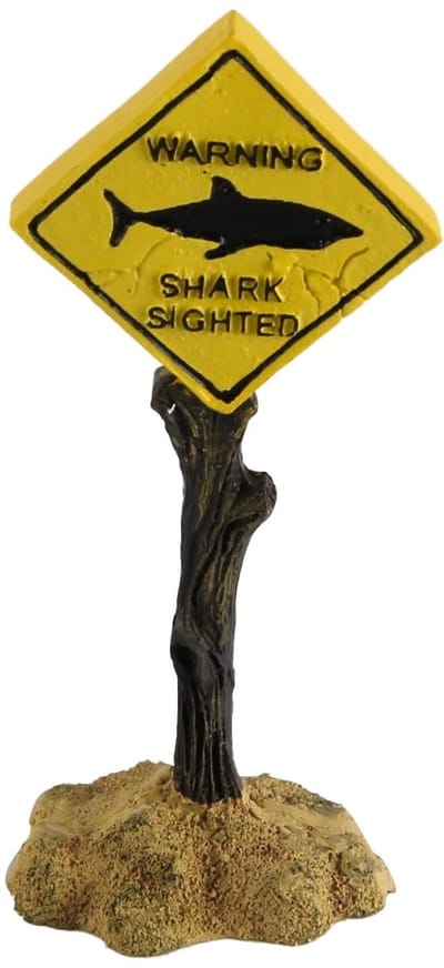 MTTProducts - Aquarium Shark Warning sign - Decoratie voor aquariums - Leuk en functioneel - Mini formaat - Cartoon vis en garnalen - Ideaal voor visse...