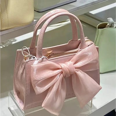 Mode Dames Clutch Handtassen Zomer Roze Strik Vrouwelijke Okseltassen Schattige Kleine Vierkante Schouder Messenger Bag voor Meisjes roze