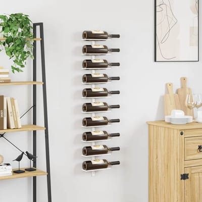 vidaXL - Wijnrek - voor - 10 - flessen - wandmontage - metaal - wit