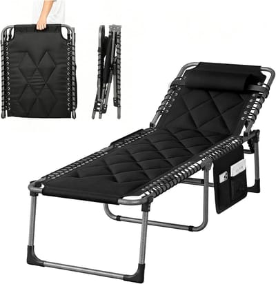 Inklapbare ligstoel - Tuin relaxstoel - Buiten ontspannen - 5-voudig verstelbaar - 190 x 58 cm - Zwart