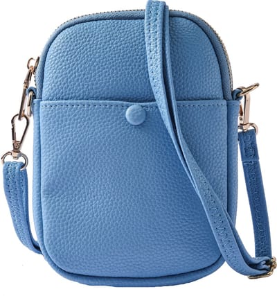 Nouka Licht Blauwe Kleine Dames Tas – Schoudertas – Crossbody – Clutch – Telefoontasje - met Verstelbare en Afneembare Tassenriem / Schouderriem