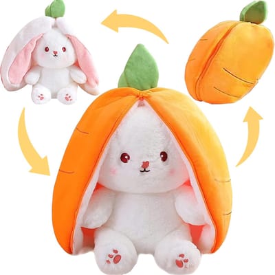 Klikkopers® - Kawaii Kussen - Konijn in een Wortel 45 cm - Konijn Knuffel - Kawaii Knuffel - Wortel Knuffel - Squish Knuffel