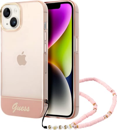 Guess Telefoonhoesje voor Apple iPhone 14 Plus - Roze, Transparant, Bescherming, Back Cover - TPU Materiaal