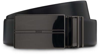 BOSS Leren riem Gomero Gb35 Leather Belt W115 Black zwart donkerblauw