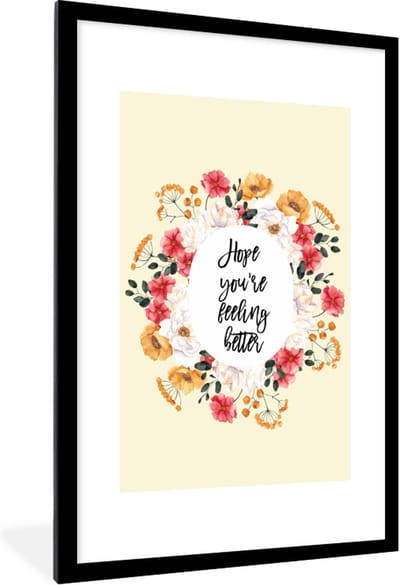 Fotolijst incl. Poster - Beterschap - Quotes - Planten - Hope - 60x90 cm - Posterlijst