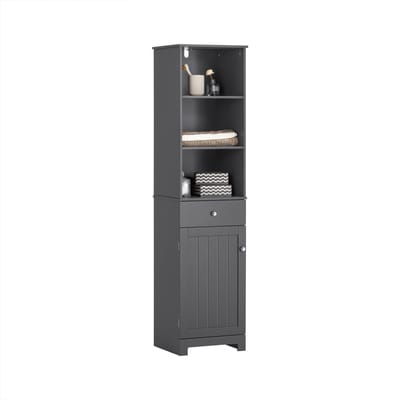 SoBuy BZR17-DG Badkamerkast voor badkamer, Grijs, Met 3 Vakken en 1 Deur,40x150x33cm