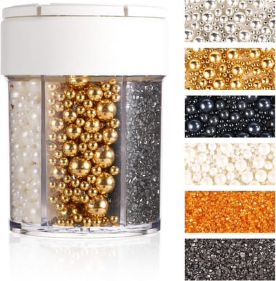 Allecto Plus - Cake Pearls Mix 190g voor Gebak Decoratie - Gouden Zilver Wit Zwart - Parels voor Taart en Cupcakes - Bakbenodigdheden voor Koekjes en IJs - 100g