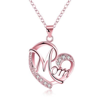 Lumici® | Mama Ketting - Mom Necklace - Hart - Hartje - Heart - Cadeau Voor Vrouwen - Mama - Mam - Ma - Kado - Hartje - Steentjes - Kristalletjes - Kristallen - Moederdag Cadeau - Valentijn - Liefde - Verrassing - Rosé Goud, Goud & Zilver